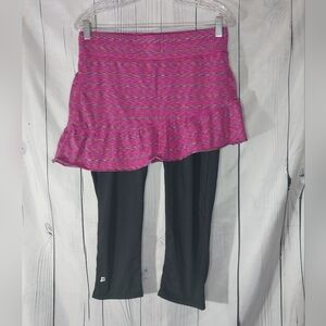 SkirtSports Pink Patterned Skirted Capri 80's Style Leggings